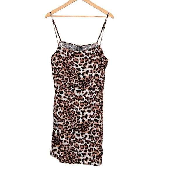 NWT Vero Moda Tan Leopard Print Spaghetti Strap Mini Cocktail Dress Size XL - Picture 7 of 8